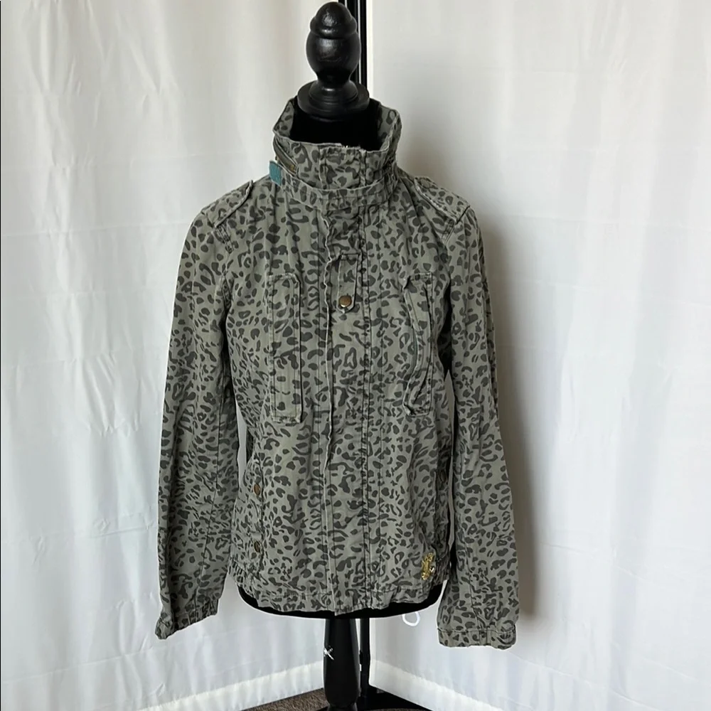 Obey Military Style Leopard Print Jacket